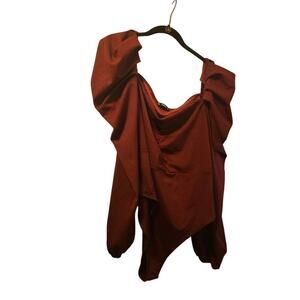 Shein Body Suit Women's 4x NWOT Wine Long Puffed Sleeve